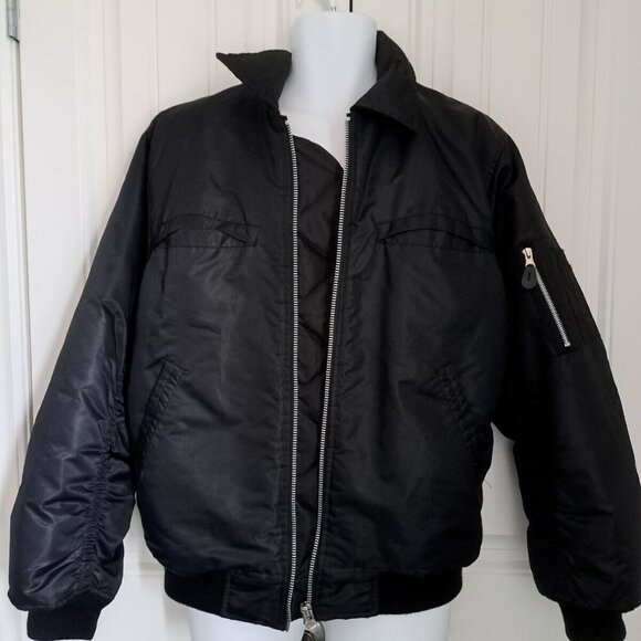 VTG TRADESMAN military aviator style jacket nylon black orange workwear Mens M - Picture 1 of 11